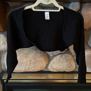 Mix It Black 3/4 Sleeve Open Cropped Bolero Shrug, Size M